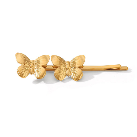 Wholesale Women's Ins Style Stainless Steel Electroplated Butterfly Hairpin Hair Accessories