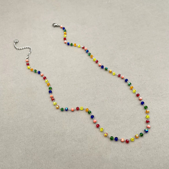 Wholesale Women's Ins Style Stainless Steel Necklace With Multicolor Crystal Stone Pendant And Geometric Pattern Electroplated