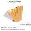 Wholesale Women's Ins Style Stainless Steel Starfish And Shell Design Rings With Pvd Furnace Vacuum Real Gold Plating
