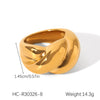 Wholesale Women's Ins Style Stainless Steel Twist Round Bead Geometric Ring With Electroplating And Starry Chain