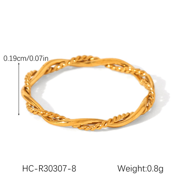 Wholesale Women's Ins Style Stainless Steel Twist Round Bead Geometric Ring With Electroplating And Starry Chain
