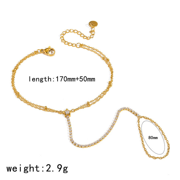 Wholesale Women's Ins Style Star Shape Real Gold Plated Stainless Steel Bracelet