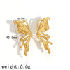 Wholesale Women's Ins Style Titanium Steel And 18K Gold Bow Shaped Electroplated Butterfly Three Dimensional Earrings