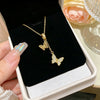 Wholesale Women's Insect Pattern Titanium Steel Electroplated Necklace With Copper Inlaid Zircon Pendant And Oshaped Chain
