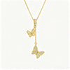 Wholesale Women's Insect Pattern Titanium Steel Electroplated Necklace With Copper Inlaid Zircon Pendant And Oshaped Chain