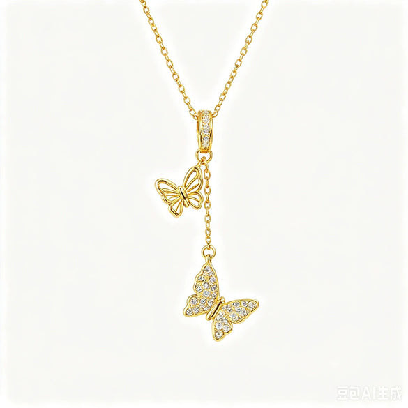 Wholesale Women's Insect Pattern Titanium Steel Electroplated Necklace With Copper Inlaid Zircon Pendant And Oshaped Chain