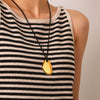 Wholesale Women's Insstyle Geometric Stainless Steel And Titanium Steel Gold Plated Pendant Necklace With Black Rope Chain