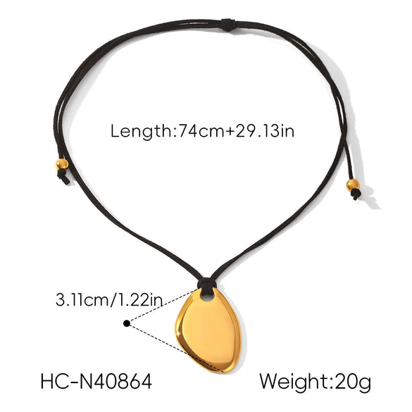 Wholesale Women's Insstyle Geometric Stainless Steel And Titanium Steel Gold Plated Pendant Necklace With Black Rope Chain