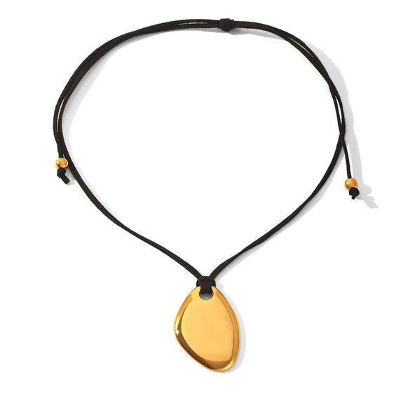 Wholesale Women's Insstyle Geometric Stainless Steel And Titanium Steel Gold Plated Pendant Necklace With Black Rope Chain