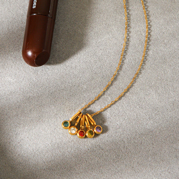 Wholesale Women's Insstyle Geometric Stainless Steel Electroplated Clavicle Necklace With Colorful Zircon Pendant