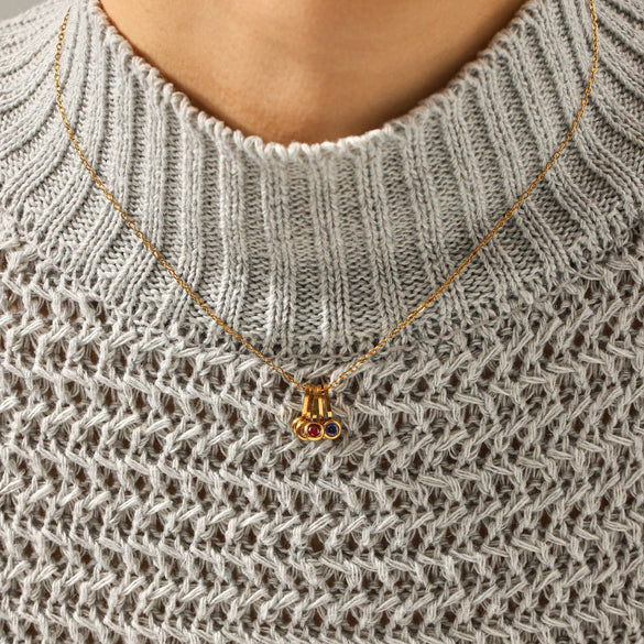Wholesale Women's Insstyle Geometric Stainless Steel Electroplated Clavicle Necklace With Colorful Zircon Pendant