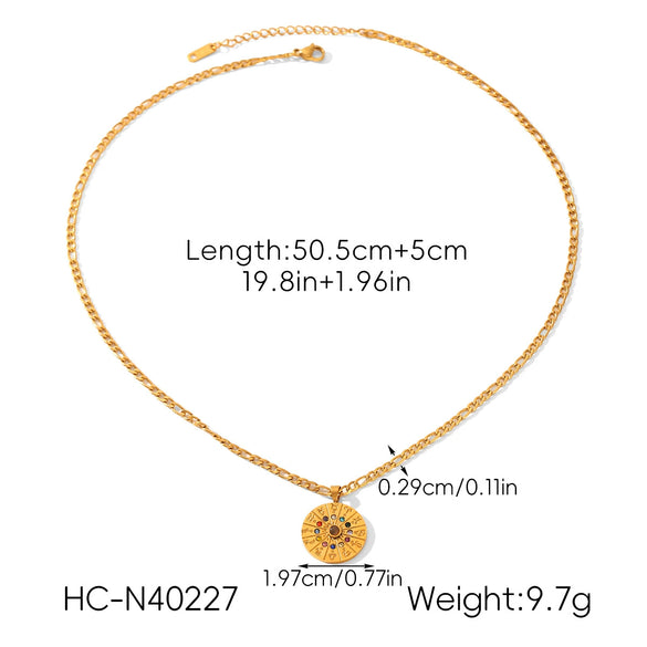 Wholesale Women's Insstyle Geometric Zodiac Sign Gold Plated Stainless Steel Pendant Necklace