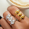Wholesale Women's Insstyle Heartshaped Open Stainless Steel Rings With Pvd Furnace Vacuum Real Gold Plating