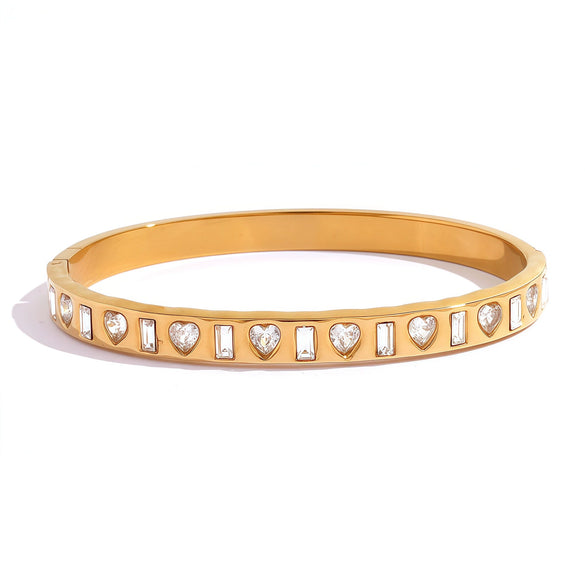 Wholesale Women's Insstyle Stainless Steel Bracelet With Real Gold Plating And Heartshaped Floral And Geometric Patterns