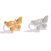 Wholesale Women's Insstyle Stainless Steel Butterfly And Bow Pattern Rings With Pvd Furnace Vacuum Real Gold Plating
