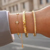 Wholesale Women's Insstyle Stainless Steel 18K Vacuum Plated Star Bracelet With Zircon Eightpointed Star Set