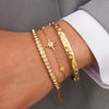Wholesale Women's Insstyle Stainless Steel 18K Vacuum Plated Star Bracelet With Zircon Eightpointed Star Set