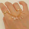 Wholesale Women's Iron Alloy Drop Shape Tassel Chain Finger Ring With Electroplating And Niche Stylish Design