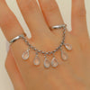 Wholesale Women's Iron Alloy Drop Shape Tassel Chain Finger Ring With Electroplating And Niche Stylish Design