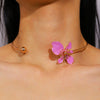 Wholesale Women's Iron And Zinc Alloy Flower Pattern Enamel Choker Necklace With Fresh Light Luxury Design