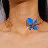 Wholesale Women's Iron And Zinc Alloy Flower Pattern Enamel Choker Necklace With Fresh Light Luxury Design