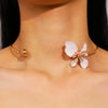 Wholesale Women's Iron And Zinc Alloy Flower Pattern Enamel Choker Necklace With Fresh Light Luxury Design