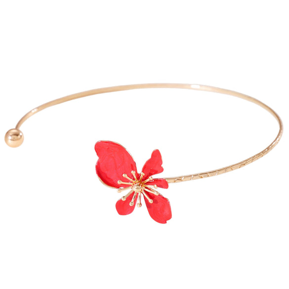 Wholesale Women's Iron And Zinc Alloy Flower Pattern Enamel Choker Necklace With Fresh Light Luxury Design