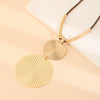 Wholesale Women's Iron Double Round Pendant Necklace With Exaggerated Geometric Pattern And Rope Chain Electroplated