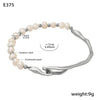 Wholesale Women's Irregular Baroque Freshwater Pearl And Stainless Steel Bracelet With Geometric Design And Electroplating