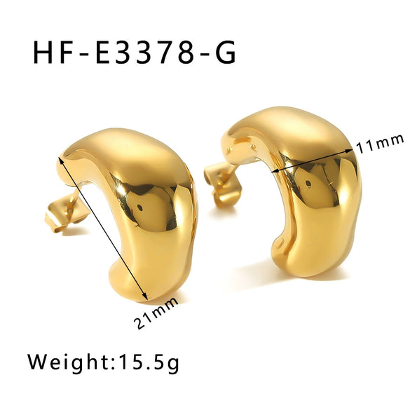 Wholesale Women's Irregular C Shaped Stainless Steel Earrings With 18K Gold Plated Geometric Design