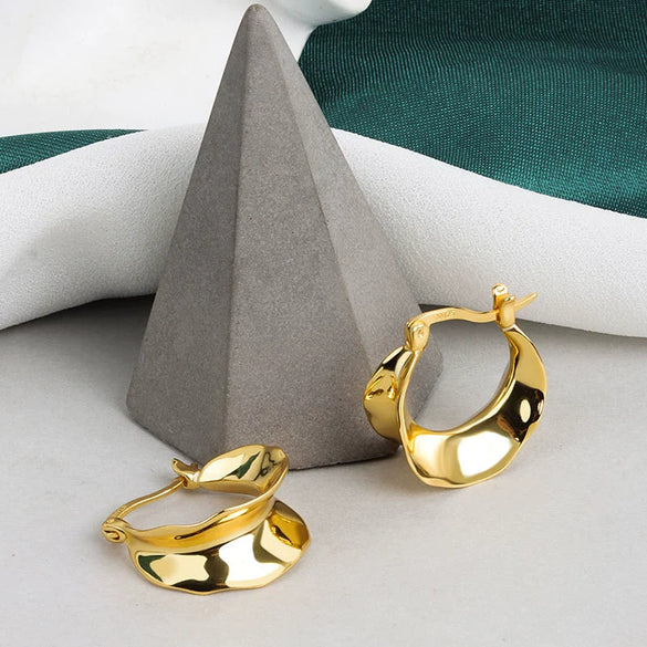 Wholesale Women's Irregular Convex S925 Sterling Silver Earrings