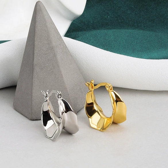 Wholesale Women's Irregular Convex S925 Sterling Silver Earrings
