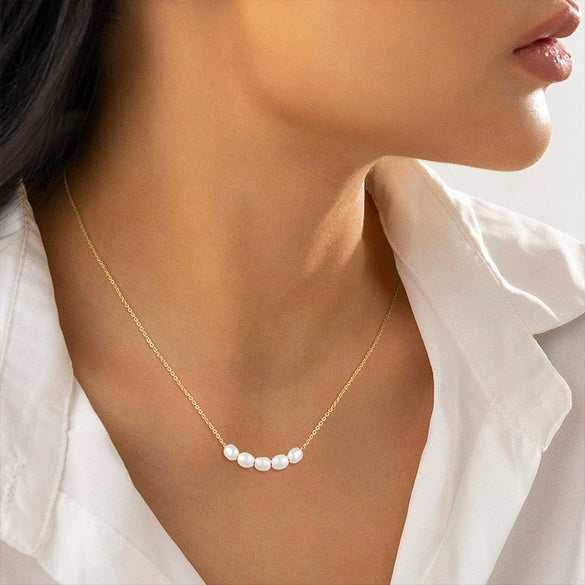 Wholesale Women's Irregular Freshwater Pearl Necklace With Electroplating Copper Plated With Real Gold Pendant Light Luxury And Minimalist Style