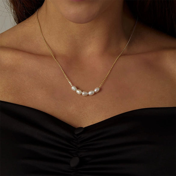 Wholesale Women's Irregular Freshwater Pearl Necklace With Electroplating Copper Plated With Real Gold Pendant Light Luxury And Minimalist Style