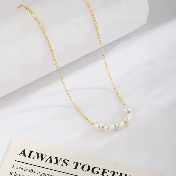 Wholesale Women's Irregular Freshwater Pearl Necklace With Electroplating Copper Plated With Real Gold Pendant Light Luxury And Minimalist Style