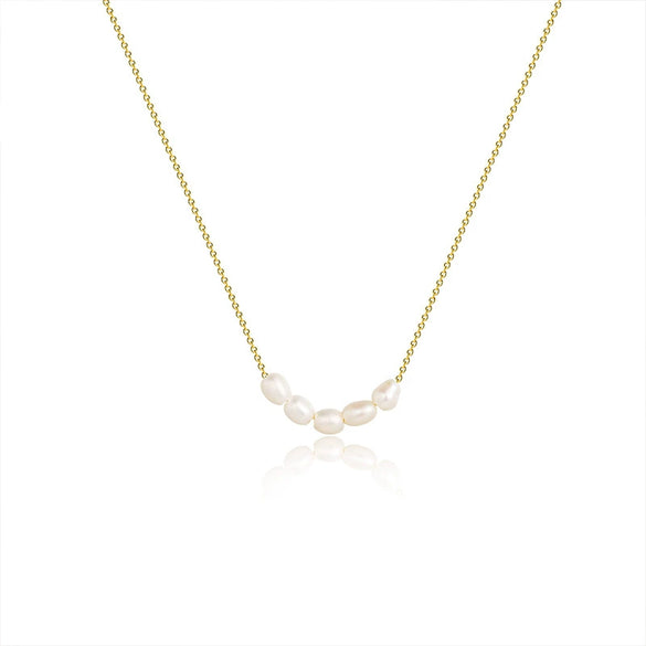 Wholesale Women's Irregular Freshwater Pearl Necklace With Electroplating Copper Plated With Real Gold Pendant Light Luxury And Minimalist Style