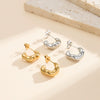 Wholesale Women's Irregular Geometric Cshaped Stainless Steel And 925 Silver Earrings With 18K Gold Electroplating Original Design