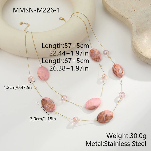 Wholesale Women's Irregular Geometric Resin And 18K Gold Electroplated Multilayered Necklace For Autumn And Winter