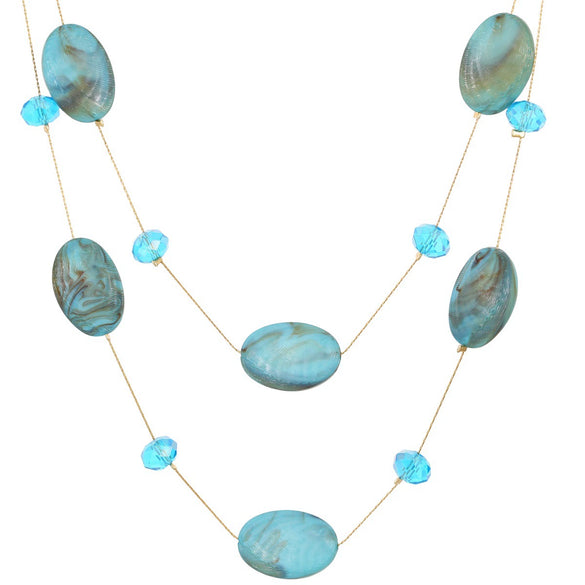 Wholesale Women's Irregular Geometric Resin And 18K Gold Electroplated Multilayered Necklace For Autumn And Winter