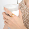 Wholesale Women's Irregular Geometric Titanium Steel Ring Inlaid With Natural Freshwater Pearl Electroplated