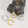 Wholesale Women's Irregular Geometric Titanium Steel Ring Inlaid With Natural Freshwater Pearl Electroplated