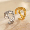 Wholesale Women's Irregular Hammer Geometric Stainless Steel Ring With 18K Gold Plated Vacuum Electroplating
