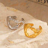 Wholesale Women's Irregular Hammer Geometric Stainless Steel Ring With 18K Gold Plated Vacuum Electroplating