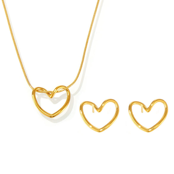 Wholesale Women's Irregular Love Pattern Titanium Steel Jewelry Set With Necklace And Earrings Electroplated