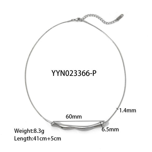 Wholesale Women's Irregular Oneword Stainless Steel And Titanium Steel Necklace With Snake Bone Chain And Geometric Styling Pvd Furnace Real Gold Electroplating