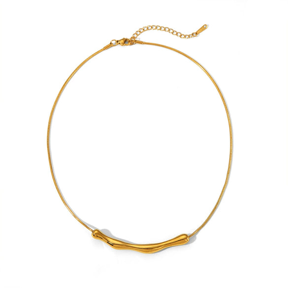 Wholesale Women's Irregular Oneword Stainless Steel And Titanium Steel Necklace With Snake Bone Chain And Geometric Styling Pvd Furnace Real Gold Electroplating