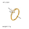 Wholesale Women's Irregular Open Ring In Titanium Steel With Diamond Zircon Crown Rhombus Geometric Patterns Does Not Fade