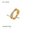 Wholesale Women's Irregular Open Ring In Titanium Steel With Diamond Zircon Crown Rhombus Geometric Patterns Does Not Fade