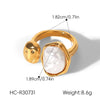 Wholesale Women's Irregular Pearl Gold Stainless Steel Geometric Openended Rings With Electroplating