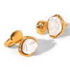 Wholesale Women's Irregular Pearl Gold Stainless Steel Geometric Openended Rings With Electroplating